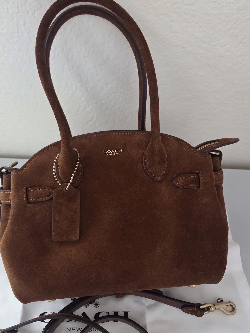 COACH Brown Suede Empire 21 Crossbody Handbag